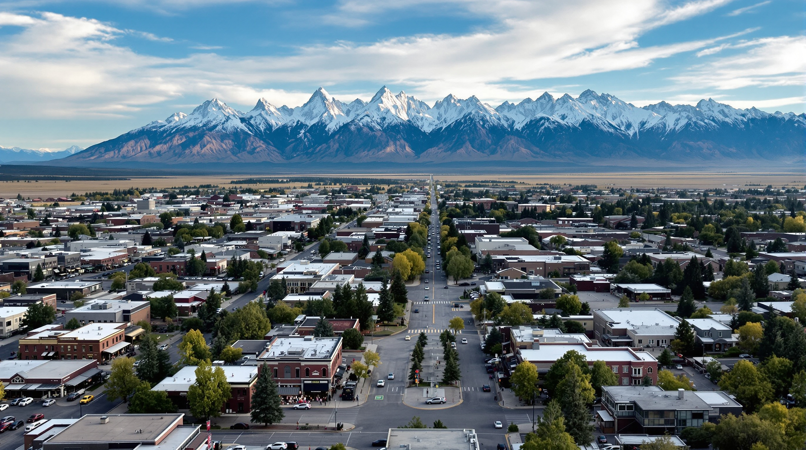 Aerial view of downtown Jackson and surrounding valley