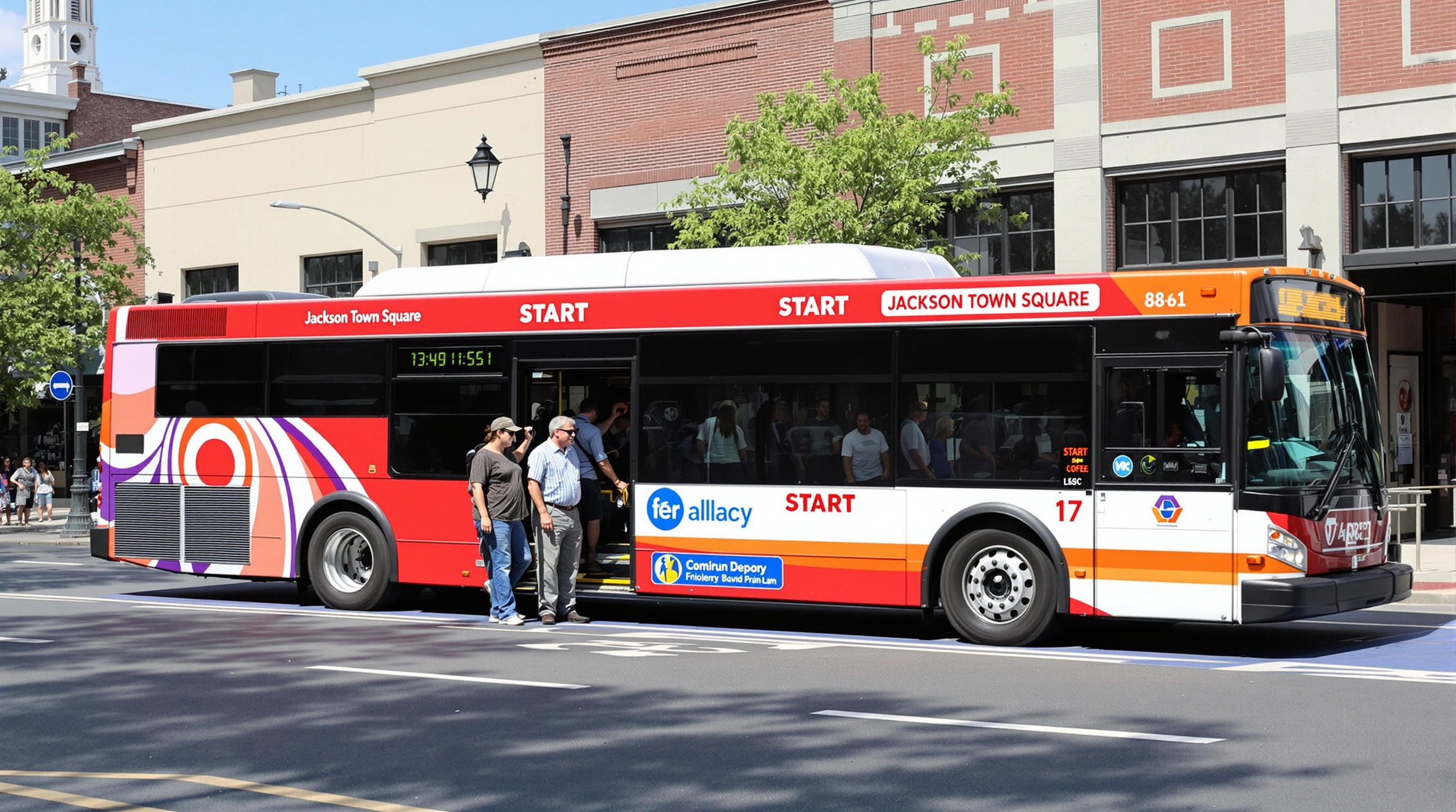 START Bus at Jackson Town Square stop